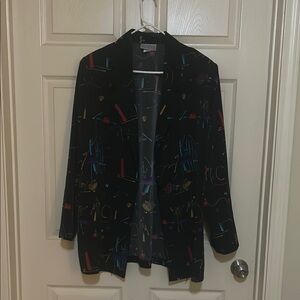 Unk Women's Black Jacket with Colorful Abstract Design